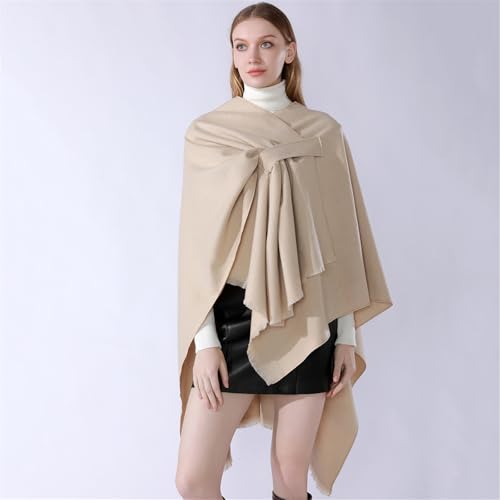 Large Warm Shawl Wrap Front Solid Color Winter Accessory Casual Crop Solid Color Thick Oversized Shawl For Ladies4