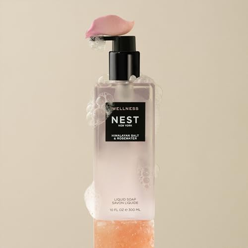NEST New York Liquid Soap, Himalayan Salt & Rosewater - 10 fl oz - Cleanses & Nourishes Skin - Approx. 300 Pumps Per Bottle - Gluten Free & Cruelty Free