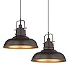 Zeyu 2 pack large kitchen pendant lights 177 inch farmhouse industrial metal dome pendant light for dining room oil rubbed bronze finish 016 1m 2pk orb  urban country home decor