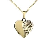 JEVELION Herz Medaillon Antik-matt-geschwärzt zum Öffnen Anhänger für 2 Bilder 585 Gold Amulett oval für Damen