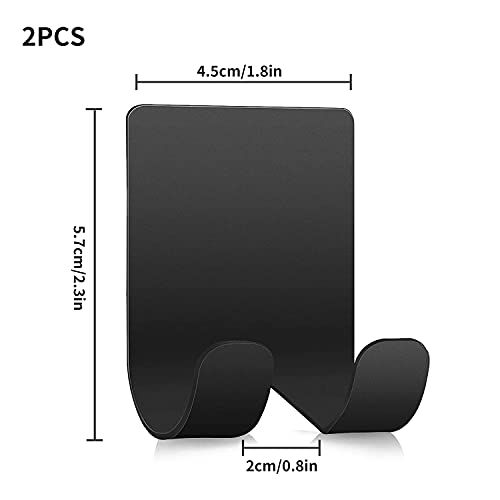 2 Stück Rasierer Halter Haken, VOSSOT Wandmontage Selbstklebend ohne Bohren Dusche Haken, Schwarz Edelstahl Mehrzweckhaken, Nassrasierer Halter Set für Zuhause Küche Badezimmer Büro - Image 3