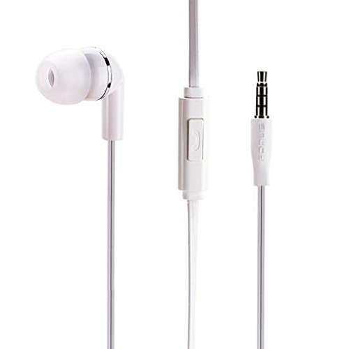 Premium Flat Wired Headset Mono Hands-Free Earphone W Mic Single Earbud Headphone In-Ear [3.5Mm] White For Samsung Galaxy J3, J5, J7, Note 3 4 5, Note8, S5, S6, S7, Edge Edge+, S8, S8+, S9, S9+ #TOP4