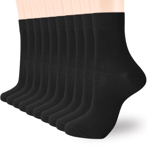 Image of ATBITER Women Thin Cotton Crew Socks,Ankle Bootie Casual Dress Socks 6Pairs | Above Ankle High Calf Cute Casual Socks,Soft Cozy Thin Enough Non Slip No Pilling.for Dress Flats Sneaker Shoes Size 6-9 /9-11