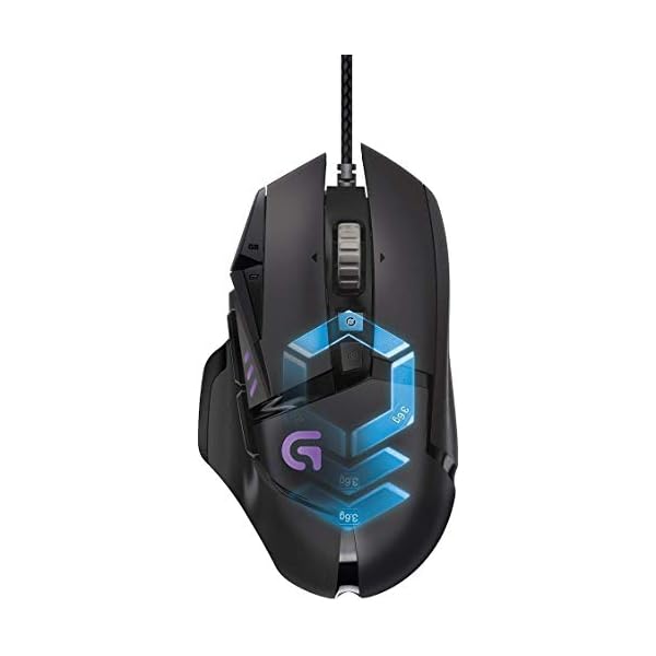 Logitech G502 Proteus Spectrum - Ratón para gaming con RGB ajustable y 11 botones programables, 200 - 12.000 dpi, Negro