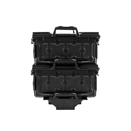 YakAttack TracPak Black Combo Kit – 2 Stackable Kayak Storage Boxes with Quick Release Track Mount Base | Kayak Crate System for Fishing Gear & Tackle Accessories | Compact Kayaking Storage Box
