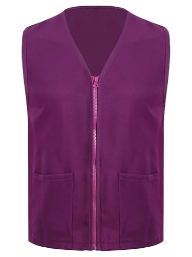 YEAHDOR Kids Boys Girls Volunteer Vest Activity Waistcoat Sleeveless Zipper Waiter Supermarket Work Uniform