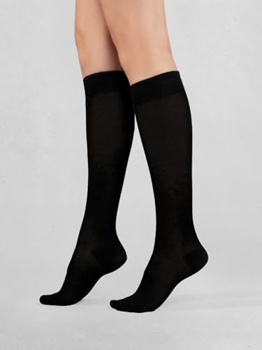 Image of COTTON DAY Women's Soft Combed Cotton Knee High Long Calf Dress Socks Seamless Toe Black White Gray Navy Blue Brown 3 Pack