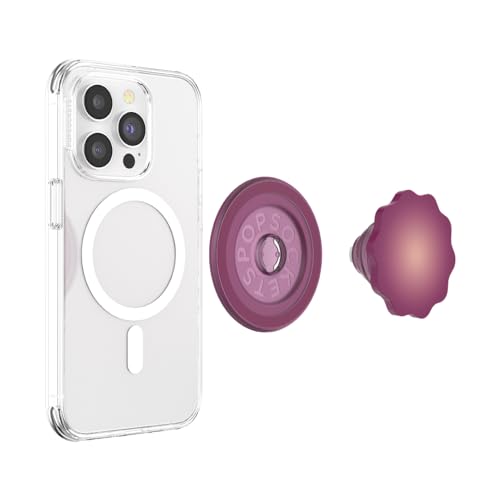 Image of PopSockets Phone Grip for MagSafe with Kickstand, Magnetic Stand, Swappable Top, Secure Hold for iPhone MagSafe Cases, Phone & Tablet Grip - Molded Flower Blue Sigh