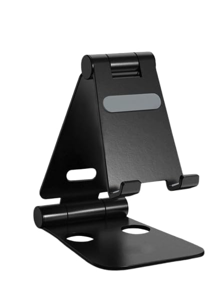 Flexo II Folding Adjustable Mobile Stand for Smartphones and Tablets, Black Metal, 270° Rotating, Portable Pocket-Size, Anti-Scratch-image-35
