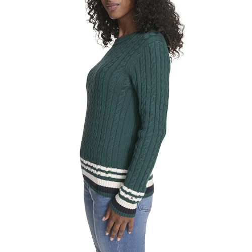 Image of Tommy Hilfiger Women's Cotton Crewneck Cable Sweater