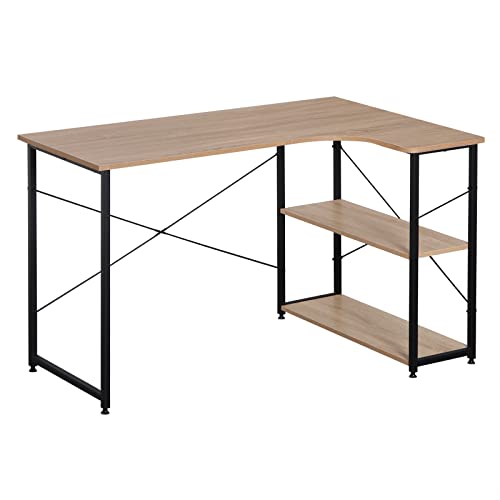 WOLTU TSB06hei Table d'ordinateur Table de Bureau Table de Travail en aggloméré et Acier,Environ 120x74x71,5 cm,12,8kg Noir+Nature