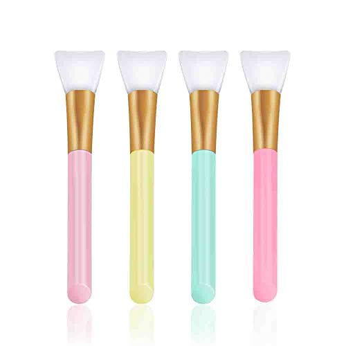 JABINCO 4pcs Silicone Face Mask Brushes, Flexible Facial Mud Mask Applicator Brush, Hairless Moisturizers Applicator Tools, Soft Face Mask Applicator for Mud, Clay, Charcoal Mixed Mask