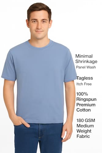 Image of Men's T-Shirts Ringspun Cotton Crew Neck Tee Shirts|Casual Wear T Shirt | Pre Shrunk with Panel Wash