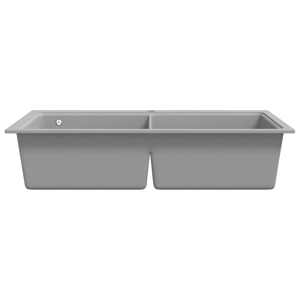 Fregadero encastrable de Granito Gris de Dos cubetas Fregadero de Granito para a Partir Mueble Bajo
