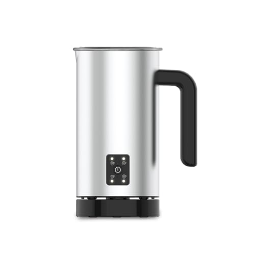 Schiumalatte Elettrico con Funzione Cappuccino in Acciaio Inox - Montalatte Antiaderente Silenzioso e Veloce, con Base Removibile, 550W, Capacità 150ml/300ml