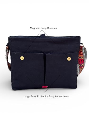 Image of The House of tara Handloom Fabric Messenger Bags for Women | Cotton Canvas Laptop Sling Bag Upto 15.6 Inches | Stylish Crossbody Sling Bag Comes with Flap Closure.