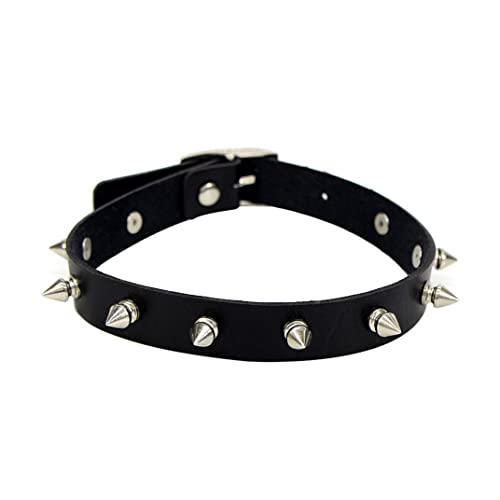Jorzer Collier Punk Ras du Cou Vintage Punk Goth Clouté Rivet Collier Ras du Cou en Cuir PU Réglable pour Femmes et Hommes à Rivet en Cuir PU.