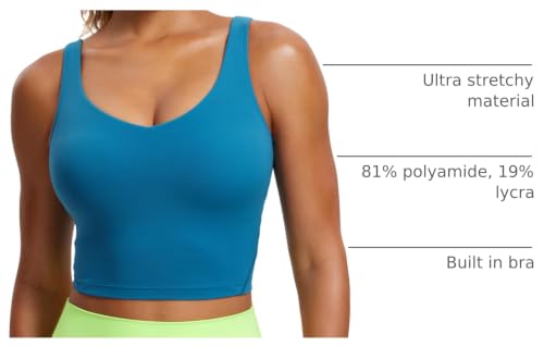 Image of CRZ YOGA Womens Sports Bras V Neck Padded Cropped Tank Top Wireless Yoga Bra
