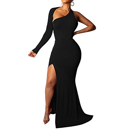 TICBRY Women's Sexy Elegant One Shoulder Backless Floor Length Long Maxi Dress