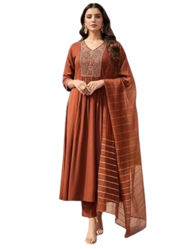 Robe Kurta Anarkali brodée de qualité supérieure ensemble rayonne chic