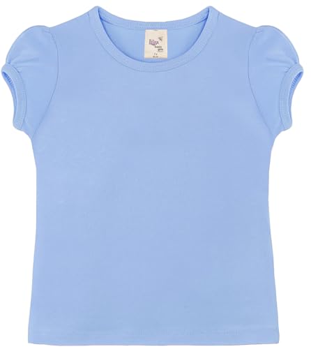 Image of Lilax Girls Short Puff Sleeve Cotton T-Shirt, Toddler & Little Girls Top | 95% Cotton Puff Sleeve Tee; Crewneck, Short Sleeve; Toddler & Girls Sizes 2T-12; for School, Play & Everyday; Machine Wash