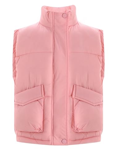 easyforever Kids Girls Puffer Vest Stand Collar Sleeveless Padded Gilets Warm Jacket Coat Outerwear with Pockets4