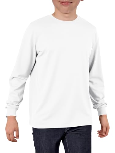 ZDC Boys Long Sleeve Shirts Kids Crewneck T Shirts Fall Tops Casual Basic Tees Clothes 5-14 Years