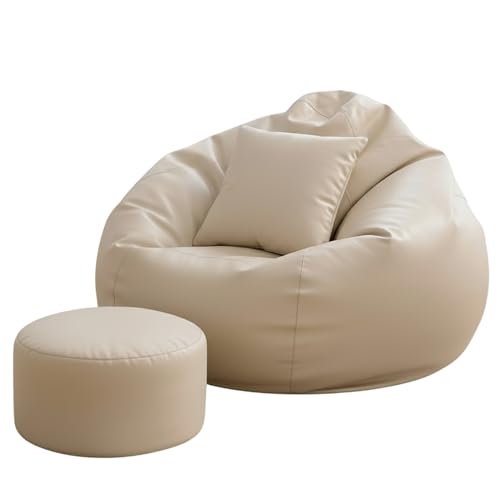 Image of Biggie Bean Bag 7XL Bean Bag Chair with Beans Filled - The Classics Bean Bag Sofa - Combo Set-Styled for Elegance with Free Cushion & Footrest (Matching Color : Yxuri Cream)