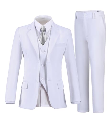 Boys White Suits 5 Pieces Tuxedo Formal Dress Kids Suit Set White Size 2