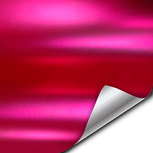 VViViD+ Premium Satin Chrome Hot Pink Vinyl Wrap Roll w/Air-Release Adhesive Technology (25ft x 5ft)