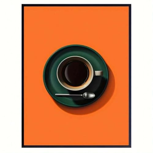 Affiche vintage café expresso 80x140 cm encadrée pour décoration murale de cuisine