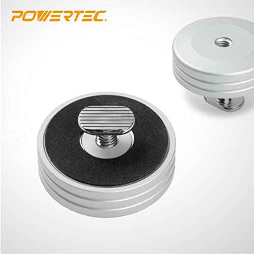 Image of POWERTEC 71669 Round T-Track Stop for Circular and Angle Work Pieces, T-Track Stop Block for Woodworking, Sanding, and Routing, 2PK