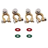 Batterieklemmen aus reinem Kupfer mit hoher Leitfähigkeit für Autos, LKWs, Boote und Wohnmobile, 4er-Pack, passend für 12 V