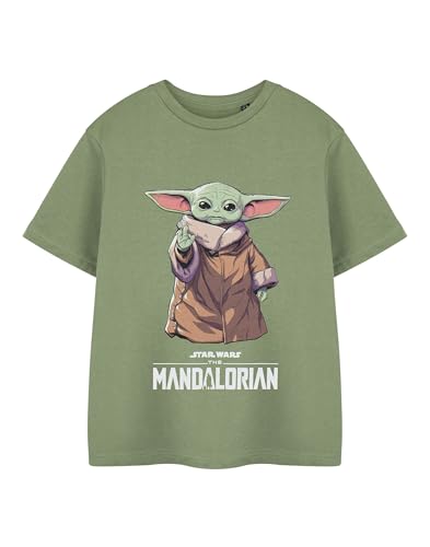 Star Wars Grogu Jungen Grünes T-Shirt | Mandalorian Grafik Kurzarm-T-Shirt...