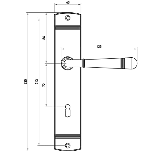Beschläge Hamburg | Türgriff Türbeschlag | EMILY ART 70-09 MPC BB | Türklinke mit Buntbart Langschild 45 x 235 mm für Zimmertüren | Drückergarnitur/Türdrücker für Innentüren | in Chrom poliert