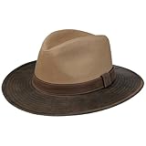 Stetson CHAPEAUSHOP Twotone Chapeau Traveller Cowboy Protection UV 40 Bande en Cuir Homme Toutes Saisons