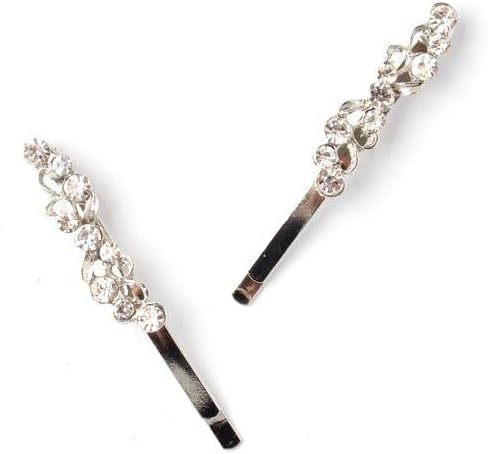 Pair of silv diamante grips 6cm long