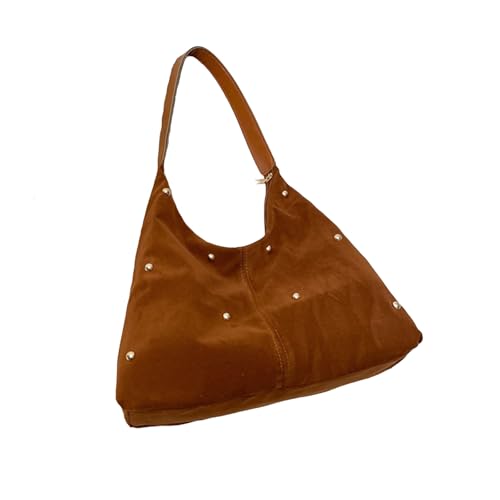 Studded Bag for Women Velvet Slouchy Studded Purse Vegan Leather Tote Shoulder Bag 90s Purse Trendy Retro Hobo Bags