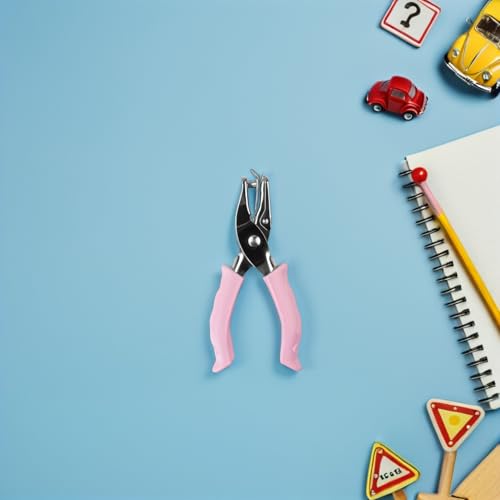 Perforadora de papel manual de 3 piezas con mango ergonómico verde rosa púrpura 6