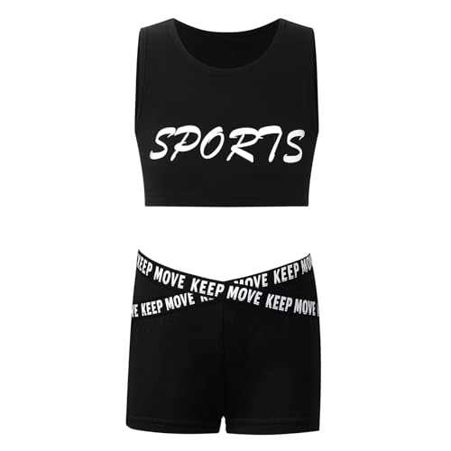 Moily Girls Two Piece Athletic Outfit Workout Crop Tank Top with Booty Shorts for Gymnastics/Dance/Sports3