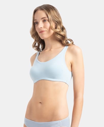 Image of Jockey 1550 Women's Super Combed Cotton Elastane Stretch Slip On Crop Top with Stay Fresh Treatment Bra