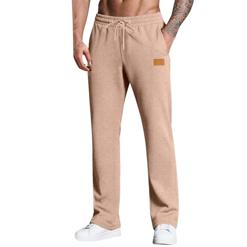 Mens Drawstring Sweatpants Sports Straight Leg Fleece Pants Joggers Open Bottom Gym Sweatpants with Pocket Sweat Pants2
