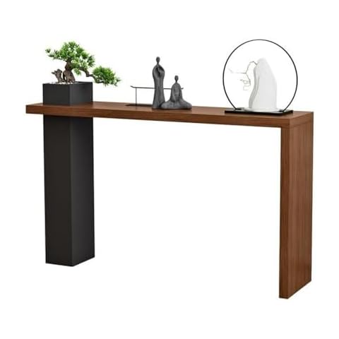 Modern Console Table with Planter Box, 40 inch Narrow Accent Table Wood Console Table for Entryway Hallway or Living Room, Walnut Cover