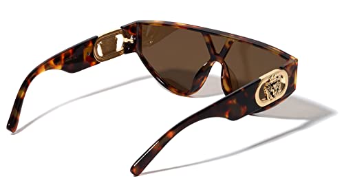 Kleo Epic - Flat Top One Piece Shield Round Bottom Side Coin Lion Head Medallion Hip Hop Sunglasses3