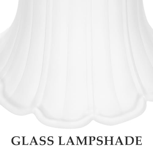 Image of UKCOCO Floral Glass Lampshade Replacement Tulip Lamp Shade for Chandelier Table Lamps Ceiling Light Fixtures Vintage Light Cover 5.70 X 5.51 X 4.92 in 1 Piece
