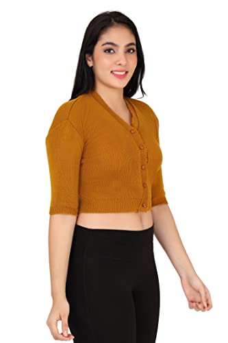 Image of Women Winter Wear V-Neck Half Sleeves Regular Fit Woollen Blouse