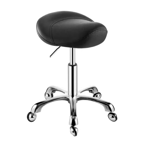 Chaise de selle contre le mal de dos, tabouret roulant réglable hydraulique en cuir confortable