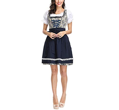 Mitef Costume Dirndl pour Femme Mini Robe Noir Traditionnelle Bavarois pour Oktoberfest Fête Canarval, M Cover