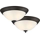 DESIGNERS FOUNTAIN Flush Mount Ceiling Light, 2-Pack, 11 Inch LED Frosted Glass Lighting Fixture for Kitchen, Bedroom, Bathroom, and Hallway, Oil Rubbed Bronze, D333M-11FM-ORB2