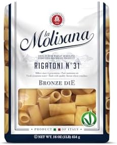 La Molisana Rigatoni Nยฐ31 Pasta, 16 oz, Premium Italian Durum Wheat Semolina, High Protein 14%, Bronze Die Cut Tube Pasta for Perfect Sauce Grip, Firm Al Dente Texture, Ideal for Baked Pasta & Rich Meat Sauces, Made in Italy